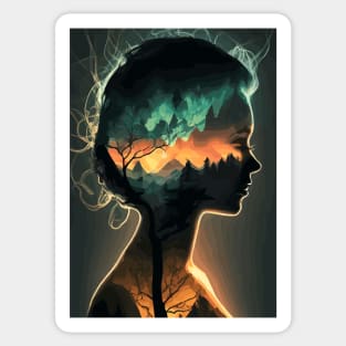 Nature and Woman Abstract Art Sticker